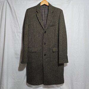 J.Crew Men's 100% Wool Westbourne Topcoat - Beige Black Tweed - Sz L*
